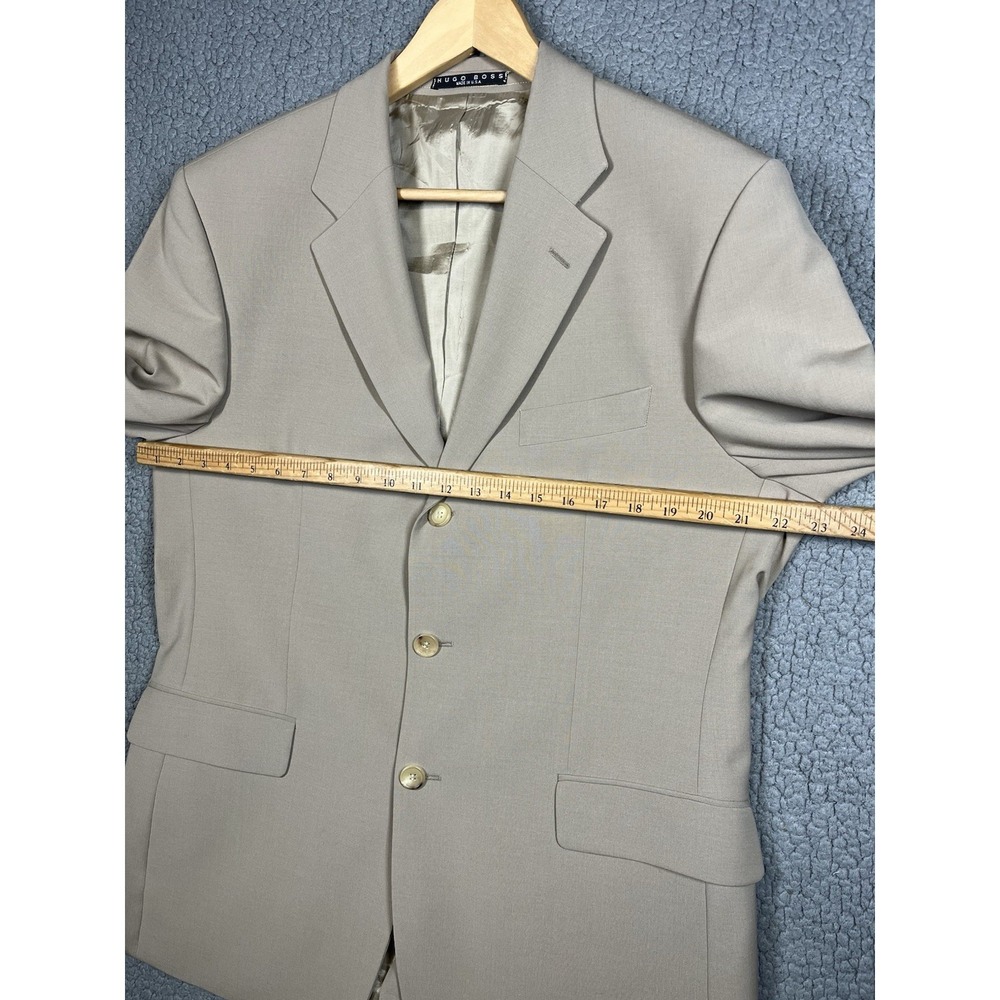 Hugo Boss Angelico Lucca Blazer‎ Suit Jacket Wool USA Mens Beige Size 42S - Picture 11 of 15